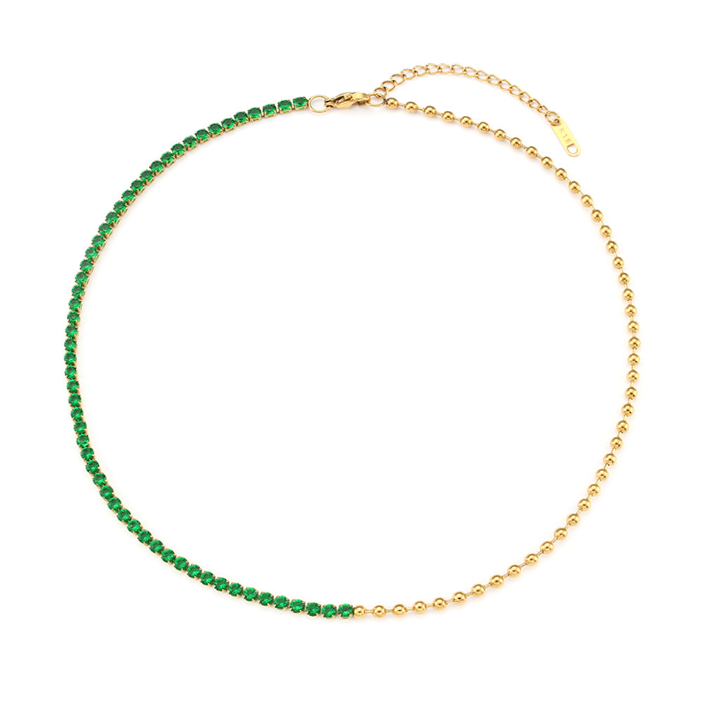 Collana con Pendente Geometrico alla Moda da Donna Acciaio Inossidabile Placcato Oro 18K con Zirconi Micro-Incastonati