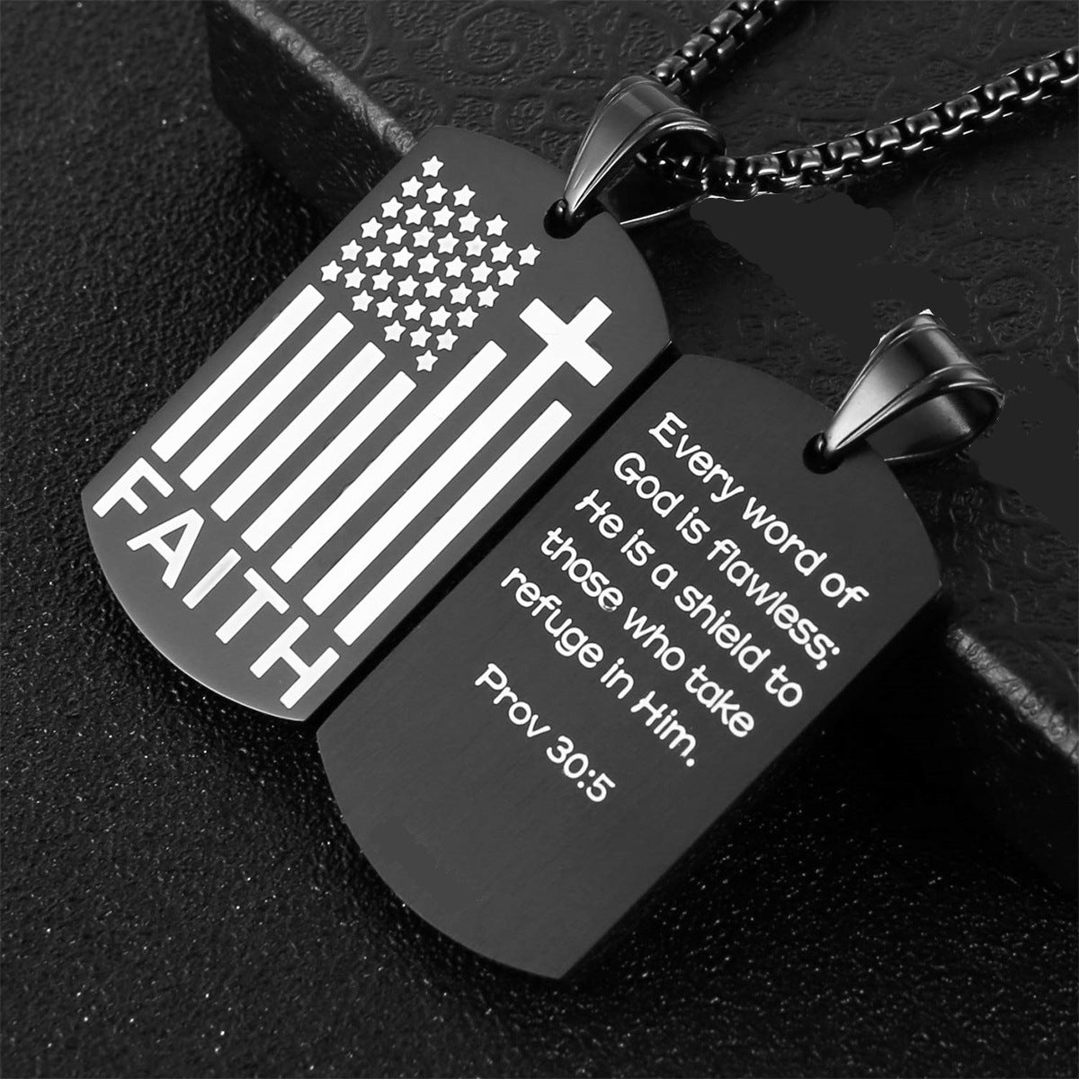 Minimalist Geometric Stainless Steel and Titanium Steel Military Dog Tag Necklace with Engraved Courage Motif for Unisex Daily Wear