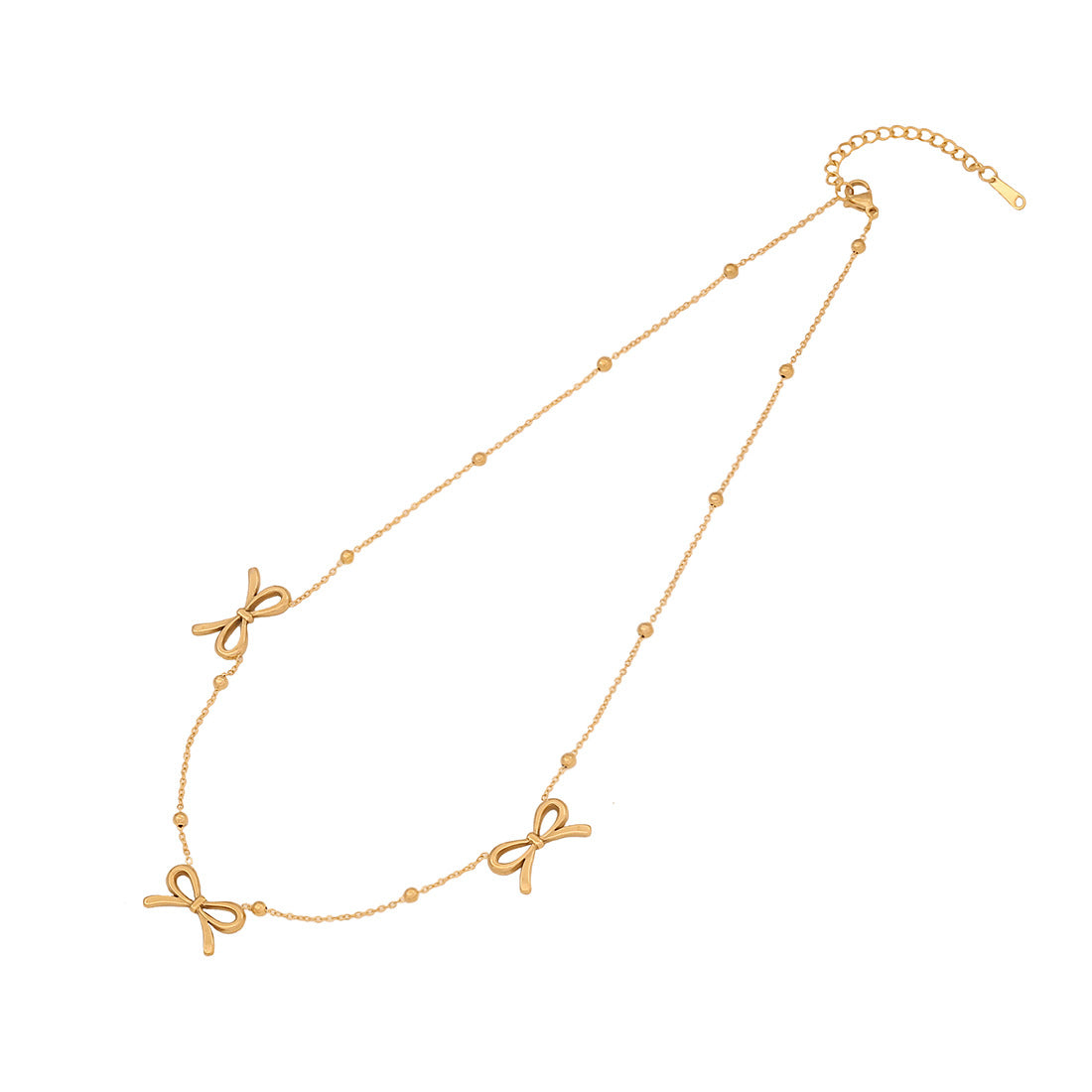 Fashionable Bow-Shaped Stainless Steel Necklace with Plated Finish for Women O-Chain Pendant Jewelry