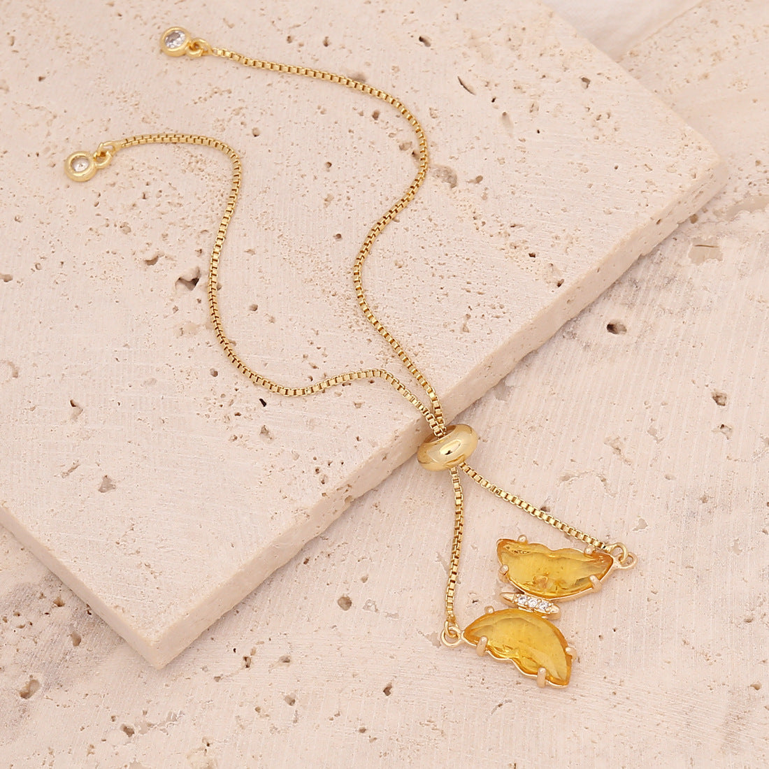 Sweet 18K Gold Plated Butterfly Brass Bracelet