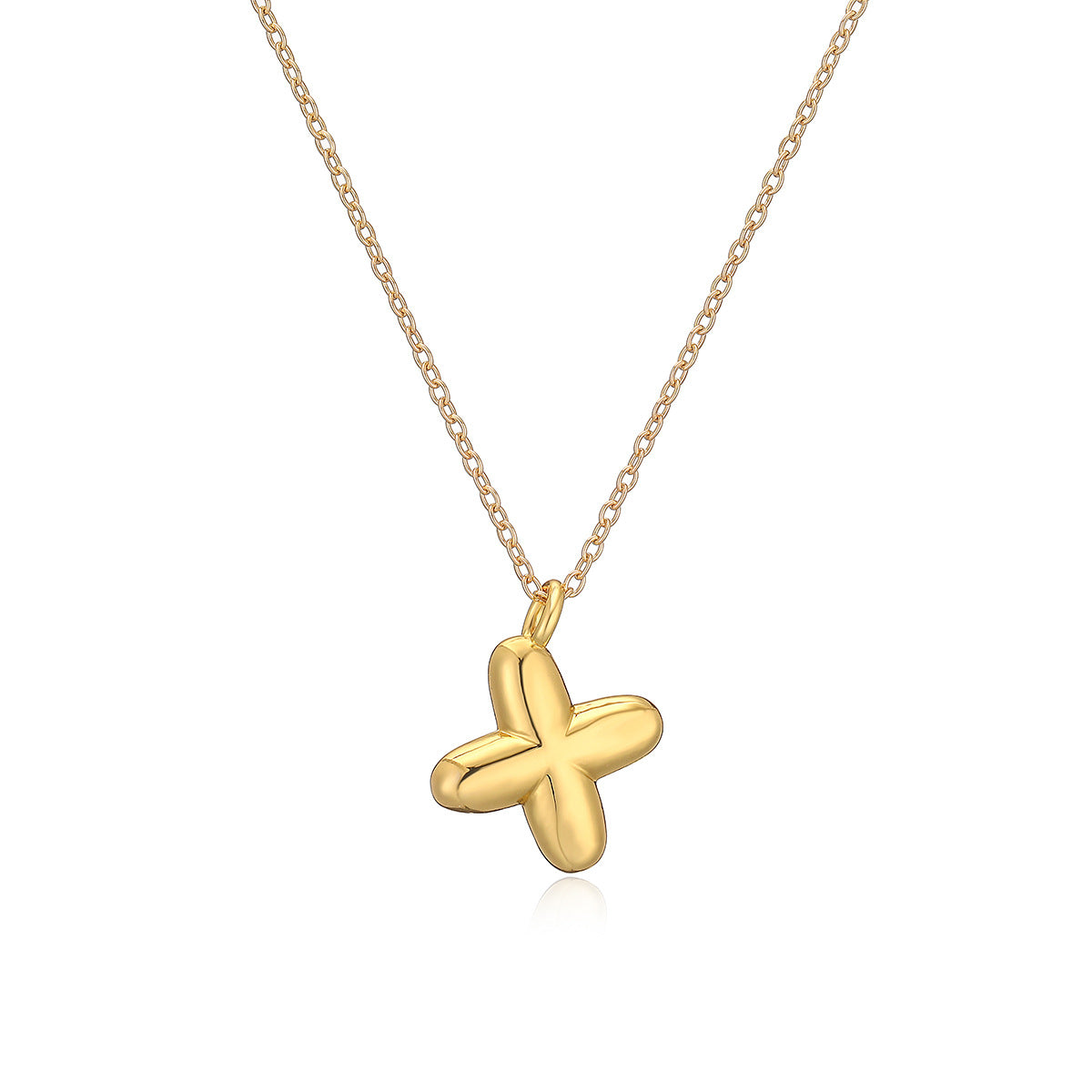 Minimalist Letter-Shaped Copper Pendant Necklace with Real Gold Plating for Women