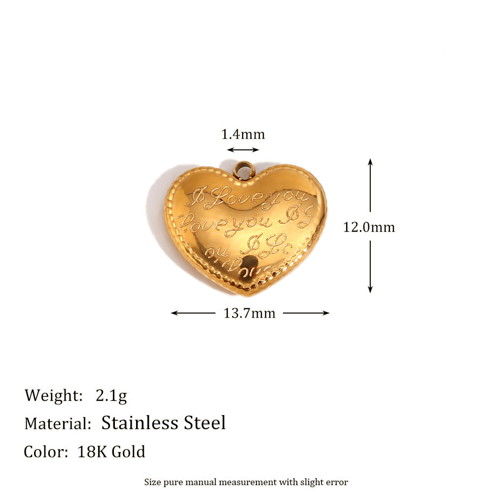 Fashionable Heart and Moon Geometric Pendant in Stainless Steel with 18K Gold Plating and Hammered Texture