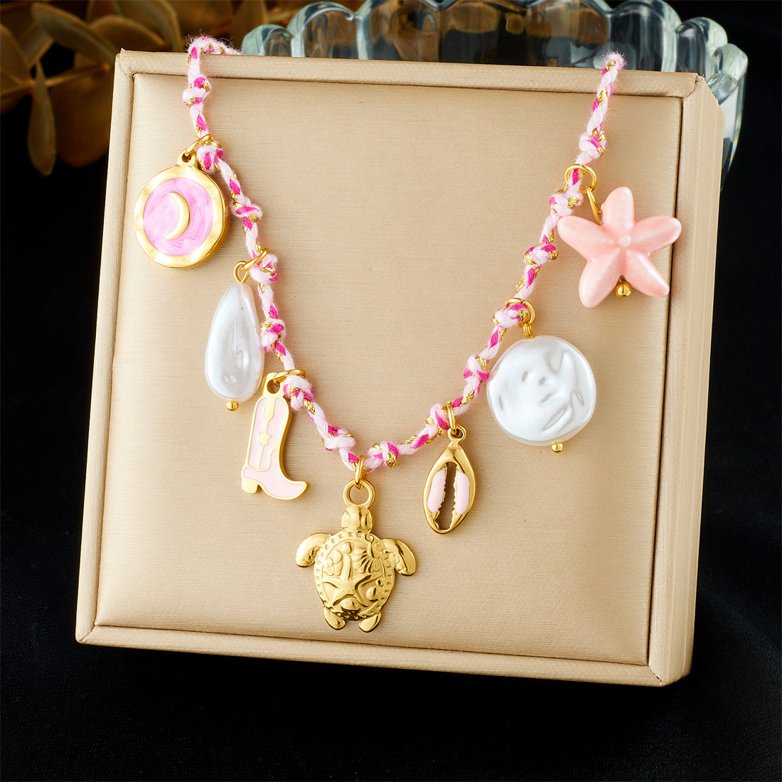 Gold Plated Stainless Steel Star and Animal Pendant Necklace for Women