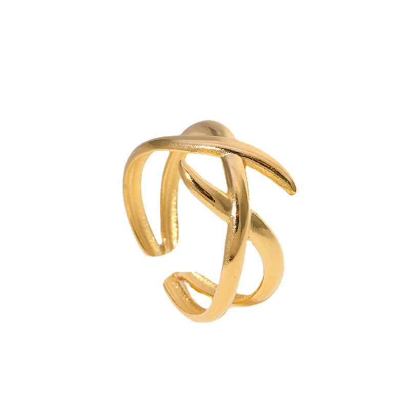 Minimalist Geometric Plated Stainless Steel Open Ring for Women
