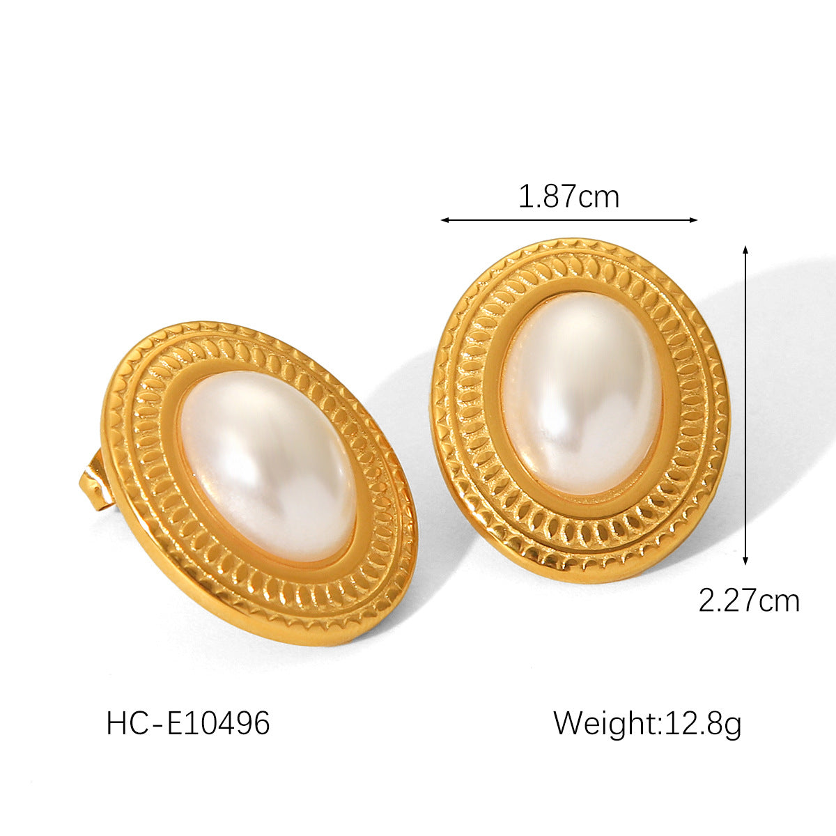 Minimalist Heart-Shaped Gold-Plated Stainless Steel Pearl Stud Earrings for Women