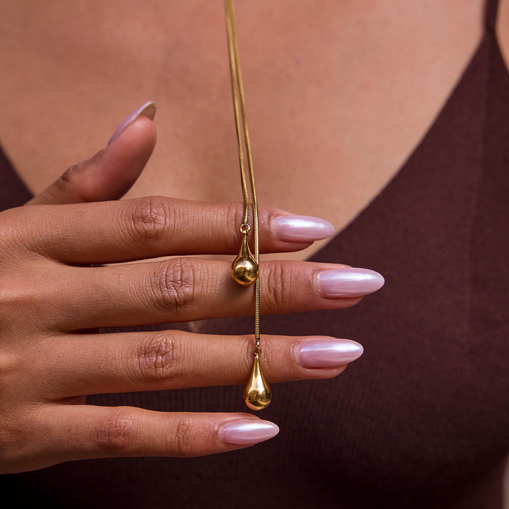 Collana Minimalista Geometrica a Y in Acciaio al Titanio con Finitura Galvanizzata da Donna