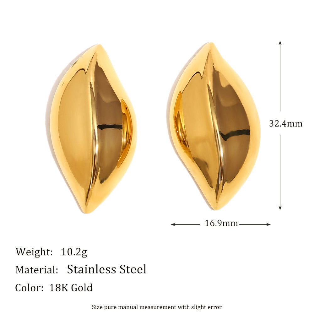 Orecchini da donna alla moda in acciaio inossidabile con geometria e placcatura in oro 18 carati