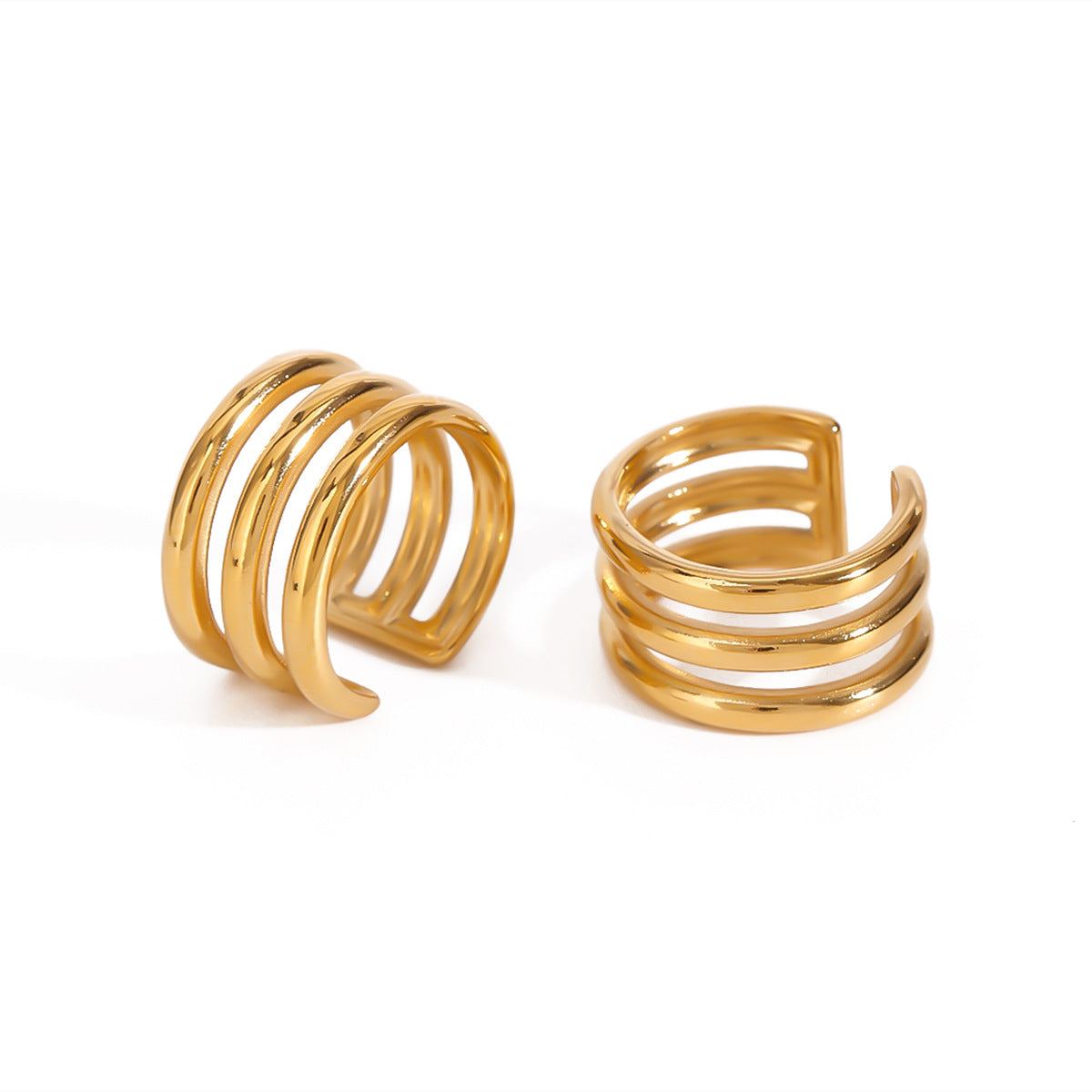 Pendientes de aro con diseño geométrico en forma de U de acero inoxidable chapado para mujer, estilo minimalista