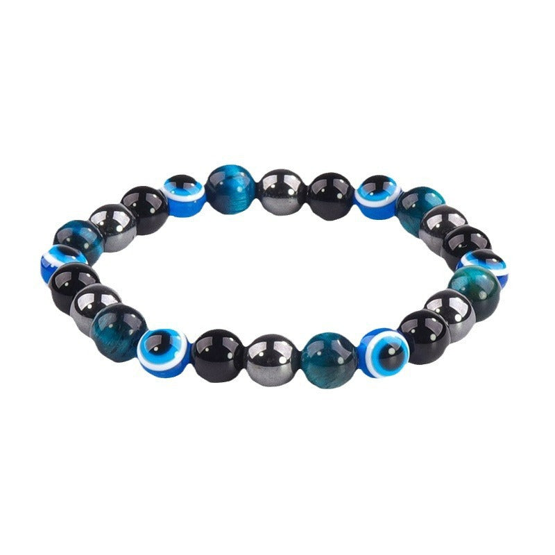 8/10mm Round Obsidian and Tiger Eye Beaded Bracelet Unisex Geometric Handmade Jewelry