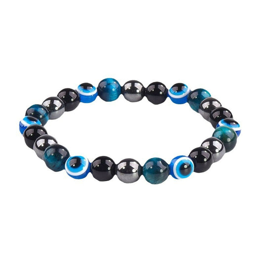 8/10mm Round Obsidian and Tiger Eye Beaded Bracelet Unisex Geometric Handmade Jewelry
