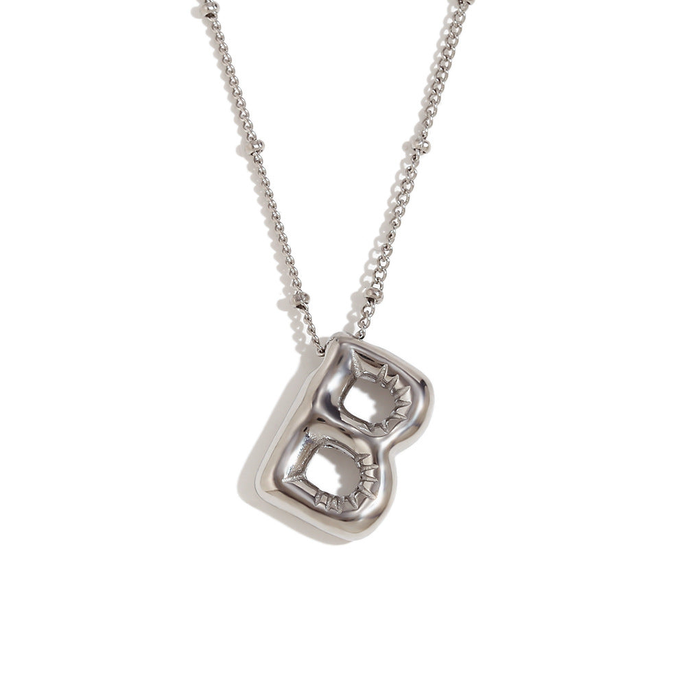Fashionable Letter-Shaped Stainless Steel Pendant Necklace with 18K Gold Plating for Women