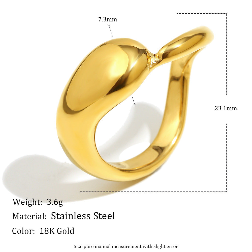 Anello Minimalista Irregolare Attorcigliato in Acciaio Inossidabile con Placcatura Oro 18K da Donna