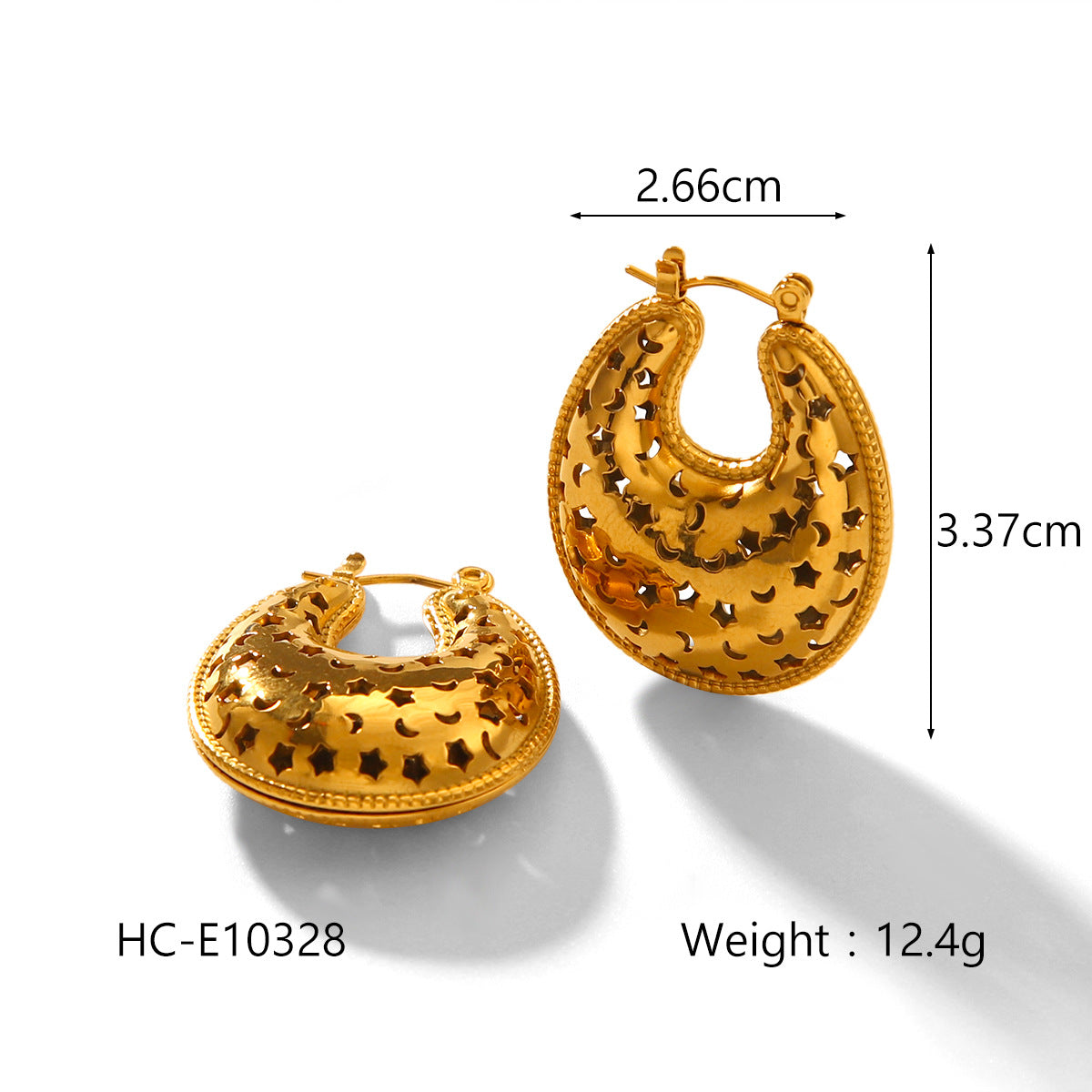 Pendientes minimalistas de acero inoxidable con diseño geométrico de estrella y luna para mujer con acabado chapado