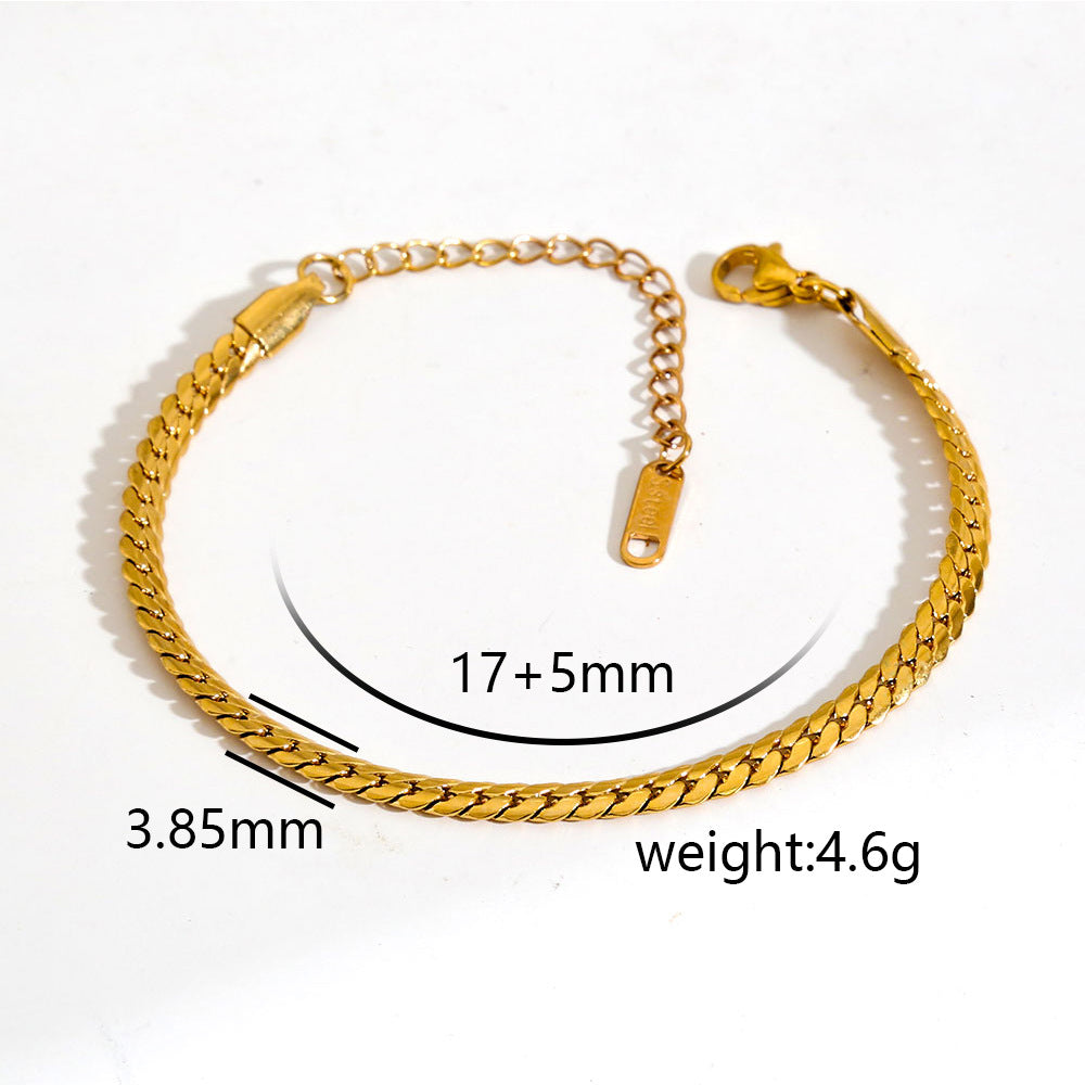 Cavigliera minimalista da donna in acciaio inossidabile placcato oro con piccole perline e ciondolo rotante