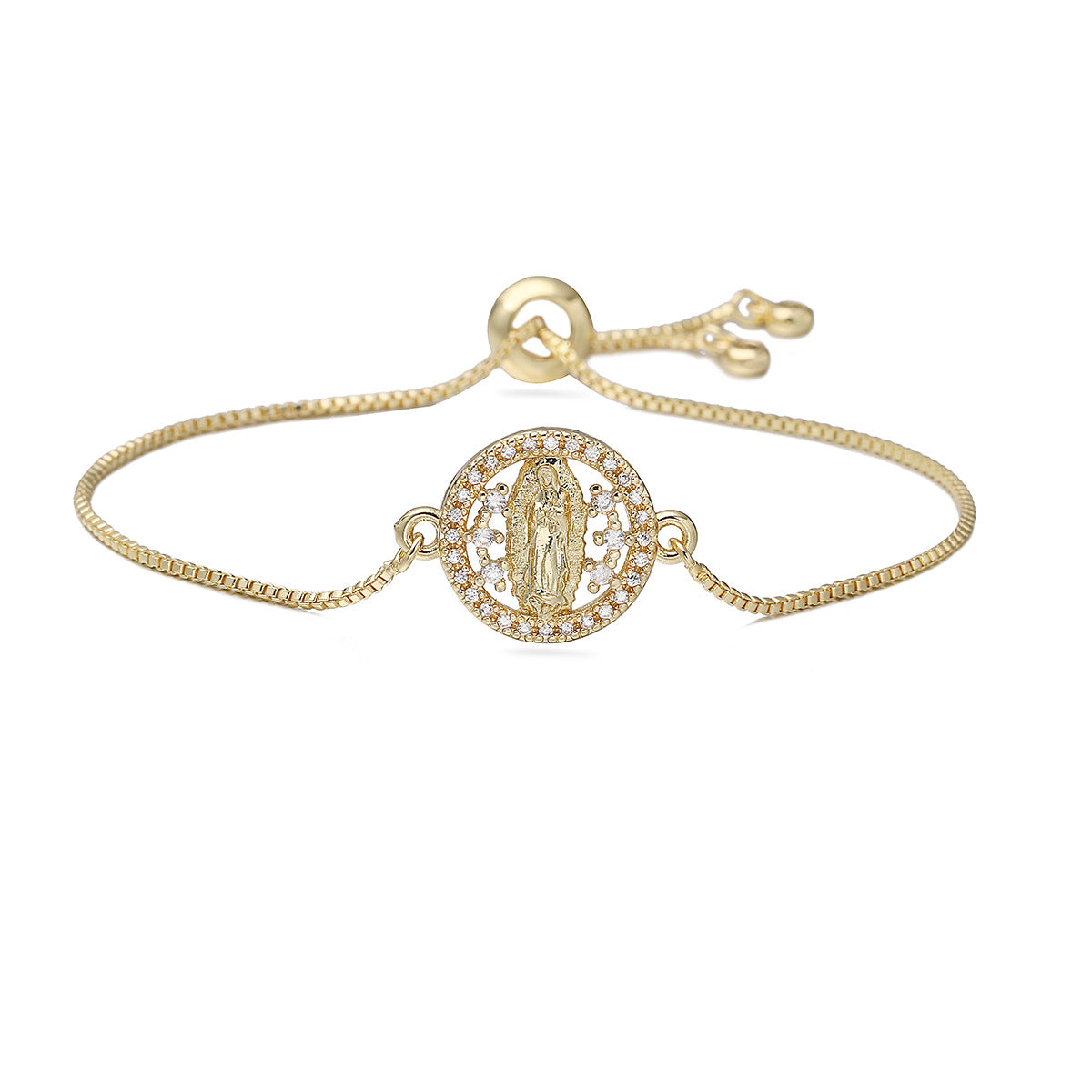 Elegant 18K Gold Plated Brass Geometric Micro-inlay Cubic Zirconia Bracelet for Women