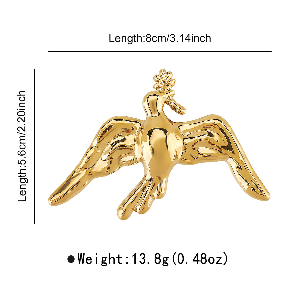 Vintage-Style Peace Dove Brooch for Women in Stainless Steel with Plated Finish, Fashionable Office Chic Accessory