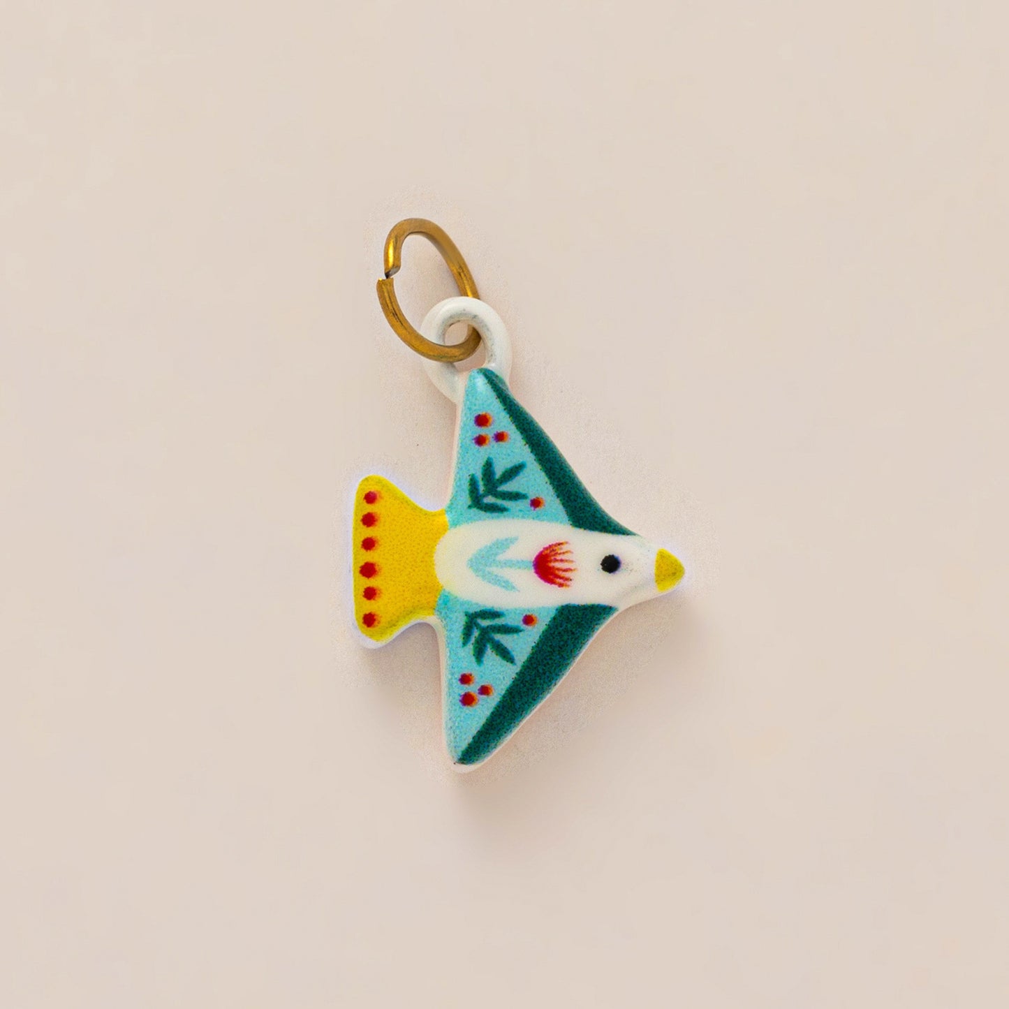 Vintage 18K Gold Plated Stainless Steel Geometric Bird Flower Pendant Charm Bar for Women