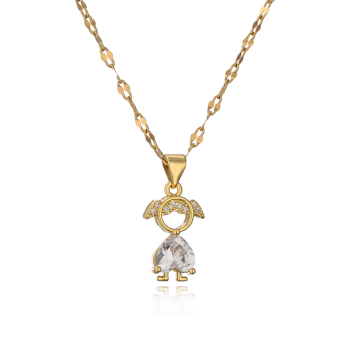 Minimalist Geometric Zirconia Pendant Necklace for Women in Copper Adjustable Clavicle Chain