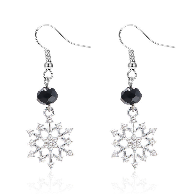 Ins Style Snowflake Shaped Zinc Alloy Dripped Enamel Long Tassel Earrings for Women