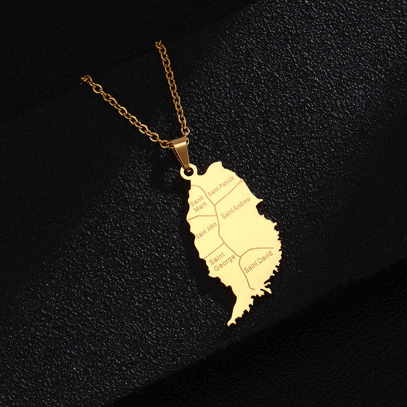 Collana con ciondolo in acciaio al titanio smaltato geometrico etnico per donna e uomo con catena a maglie in acciaio inossidabile