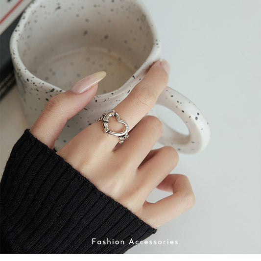 Vintage Minimalist Heart Geometric Plated Alloy Ring