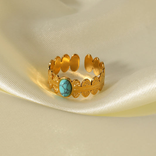 Anillo Minimalista Geométrico Ajustable de Acero Inoxidable con Baño de Oro de 18K para Mujer