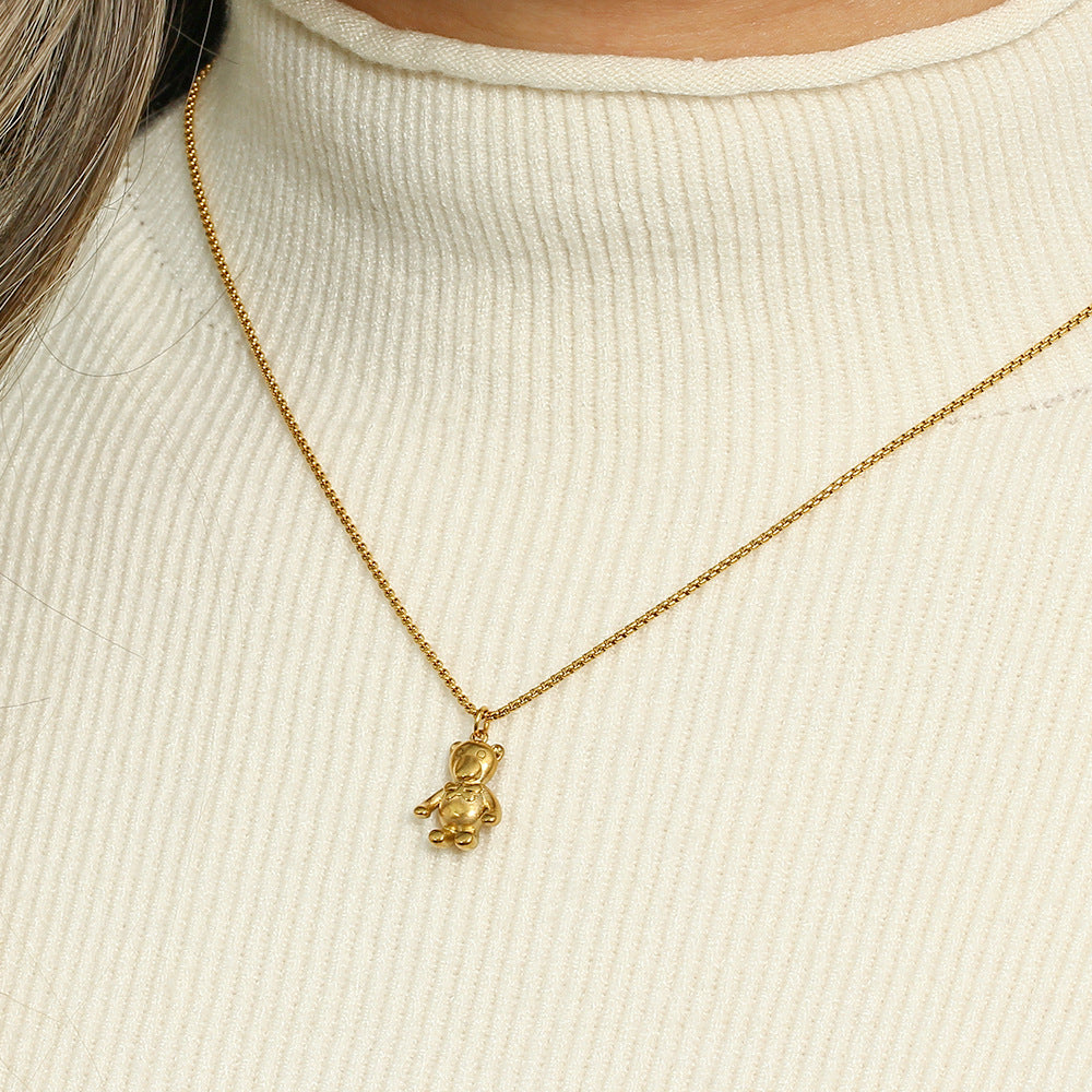 Collar con colgante minimalista de perro globo en acero inoxidable con baño de oro de 18 quilates para mujer