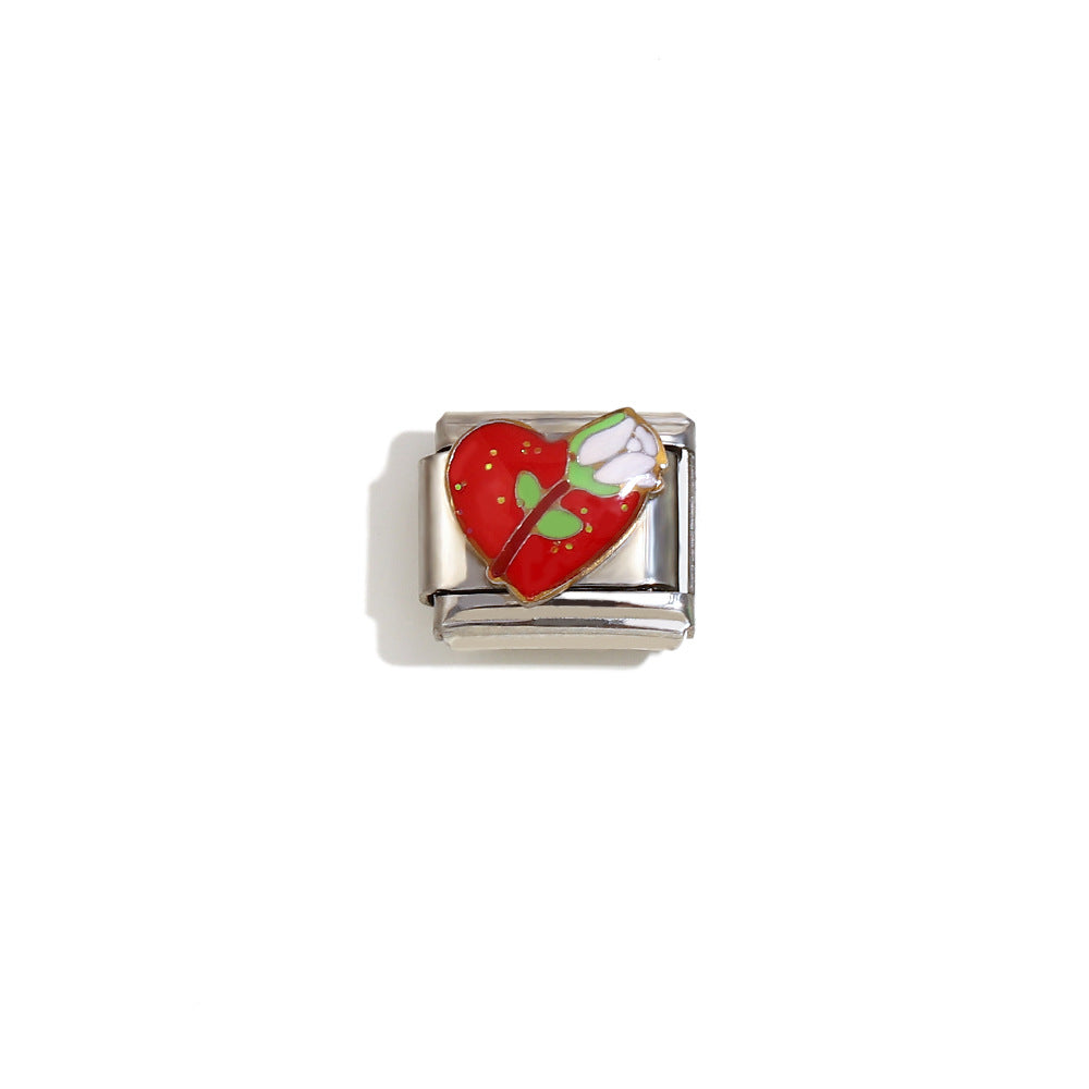 Elegant 18K Gold Plated Drip Oil Square Stainless Steel Charm Bar for Women