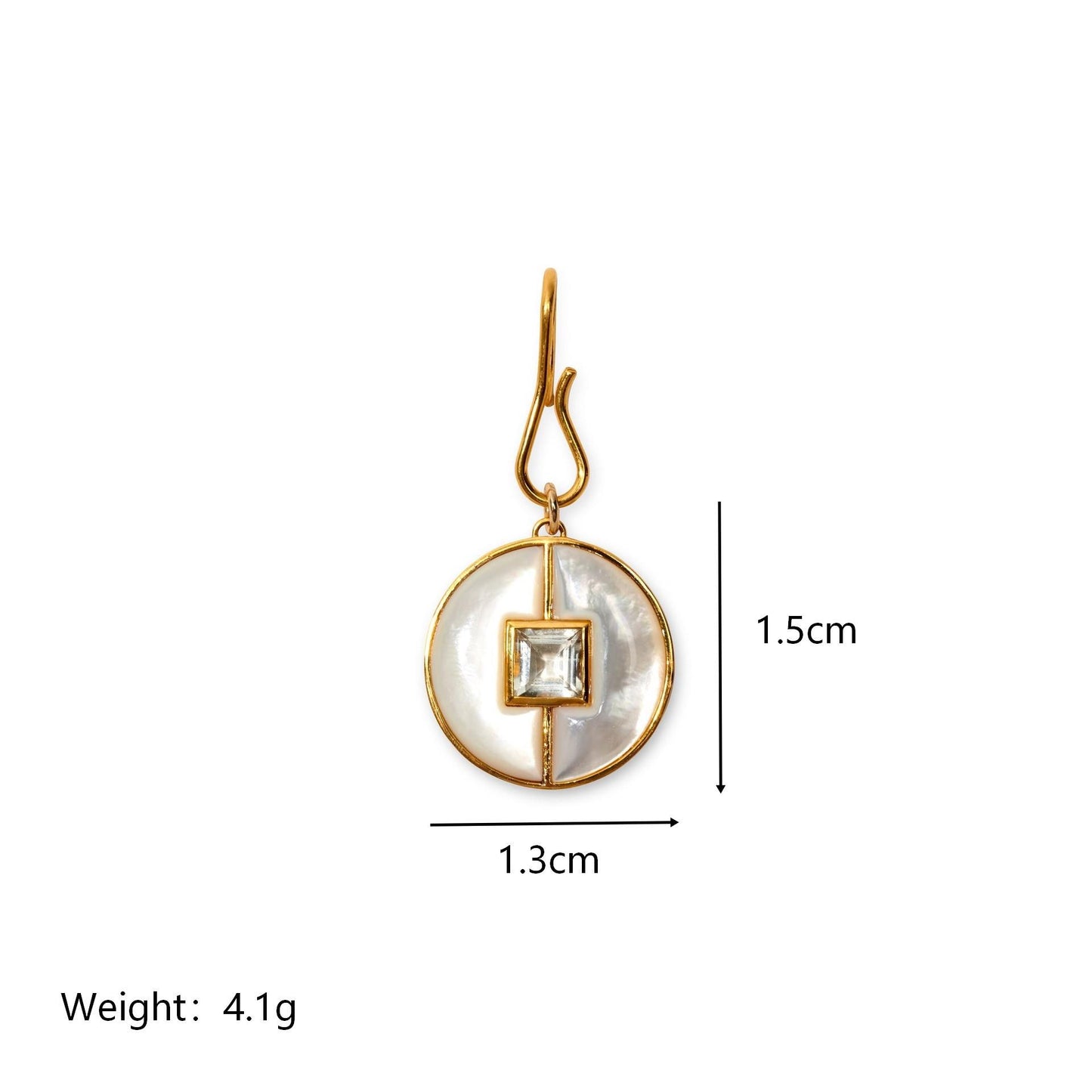 Minimalist Gold Plated Brass Heart and Floral Jade Pendant Charm Bar with Corn Chain