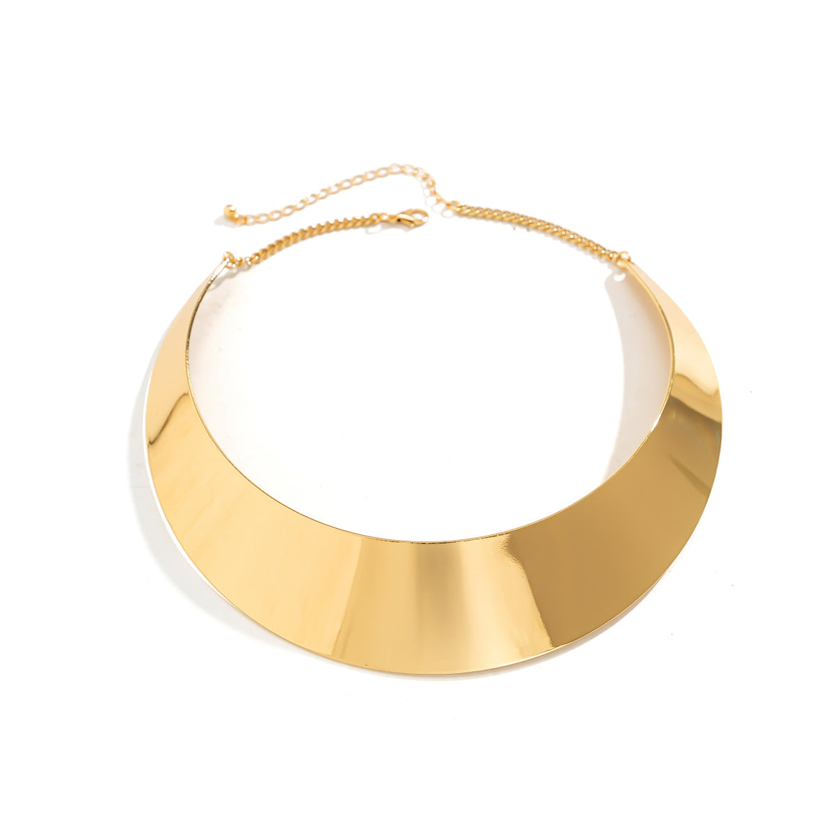 Collana Girocollo Minimalista Punk Geometrica in Metallo da Donna con Finitura Galvanizzata e Pendente a Ventaglio