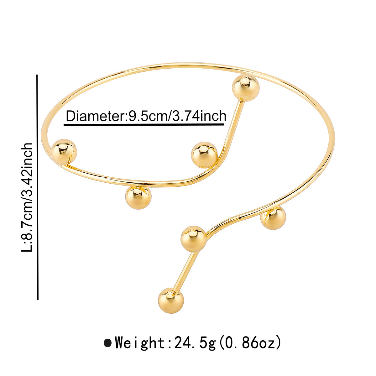 Elegante Pulsera de Metal Geométrico para Mujer con Acabado Galvanizado y Detalle de Bola Redonda