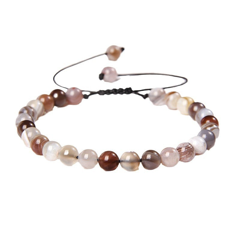 Sweet Sporty Geometric Natural White Crystal Stretch Bracelet 6mm Unisex Handmade Energy Bangle