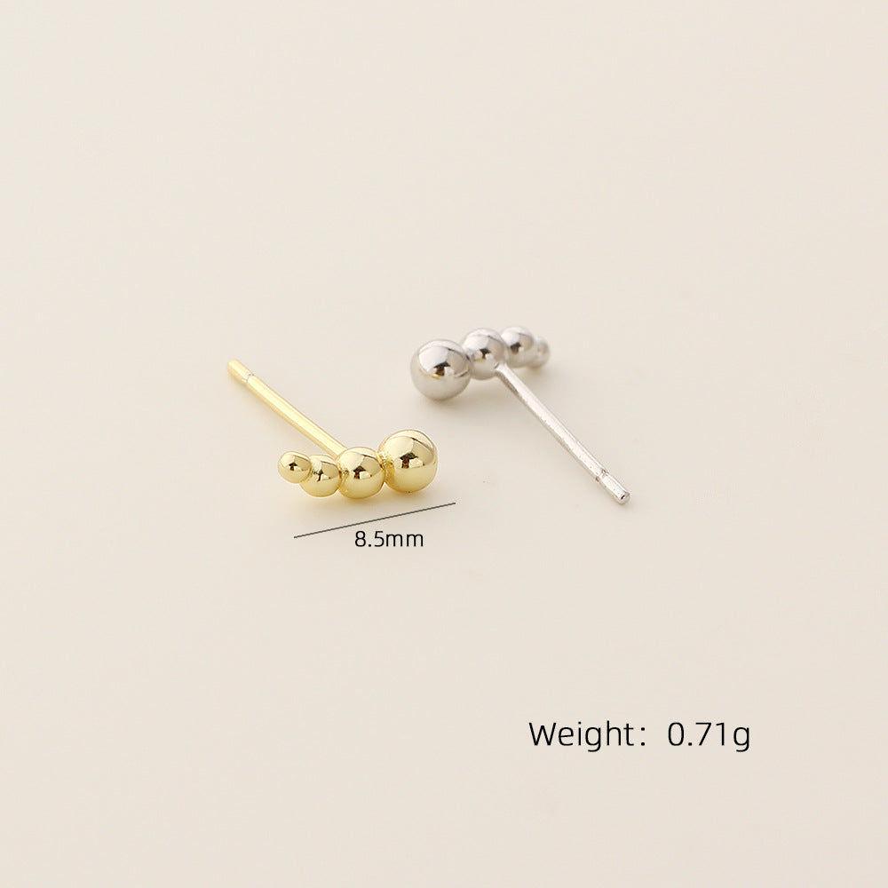 Orecchini a perno geometrici rotondi placcati in argento sterling 925, stile minimalista da donna