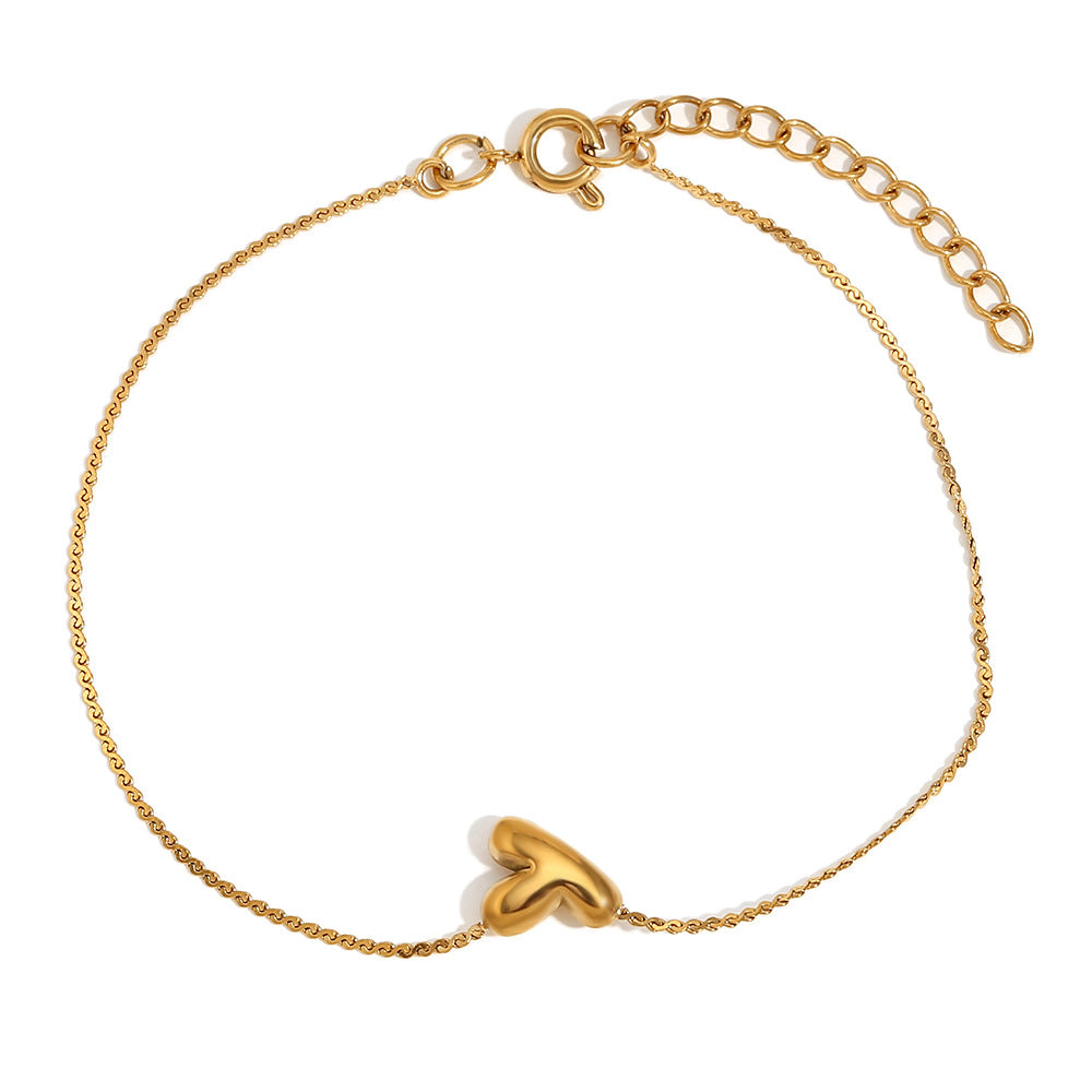 Pulsera de Burbujas para Mujer de Acero Inoxidable con Letra S Minimalista y Chapado en Oro de 18K