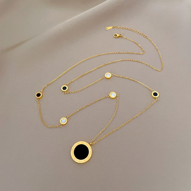 Minimalist Geometric Titanium Steel Pendant Necklace with Gold Plating for Women and Men
