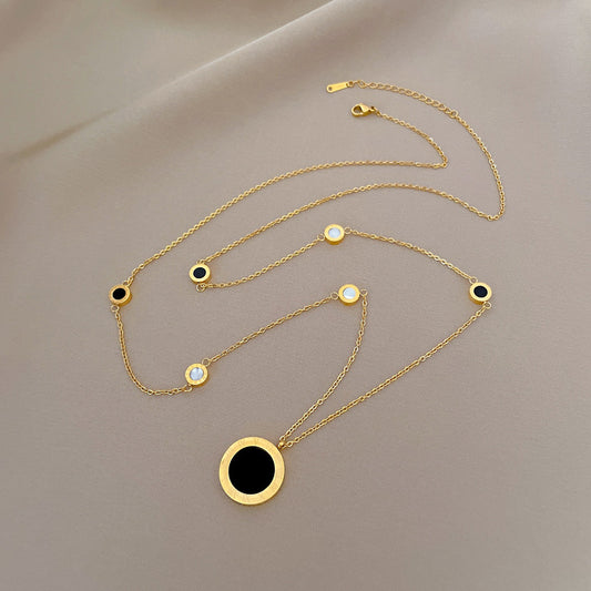 Minimalist Geometric Titanium Steel Pendant Necklace with Gold Plating for Women and Men