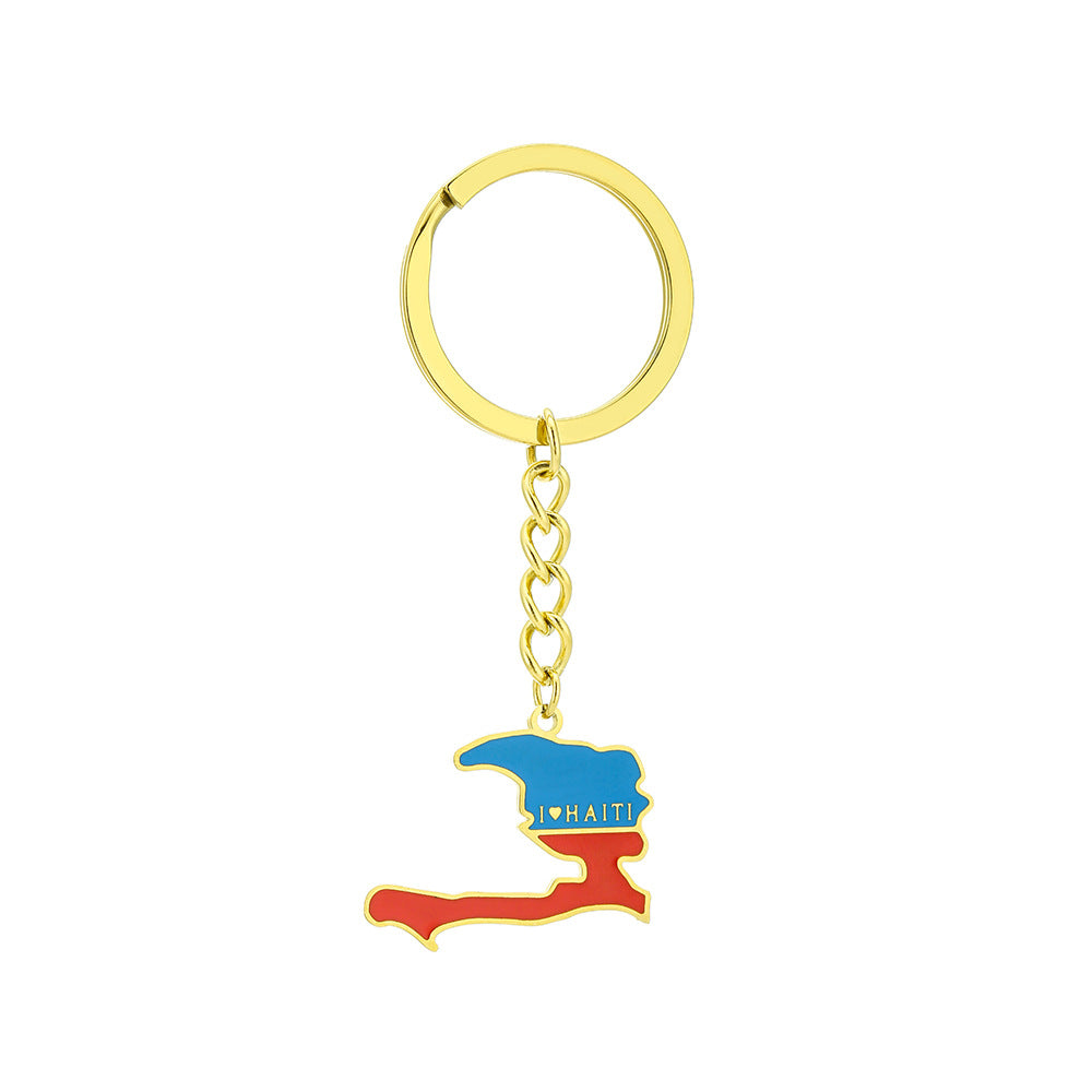 Llavero colgante de Haití de acero inoxidable esmaltado estilo étnico vintage, accesorio decorativo para hombres y mujeres