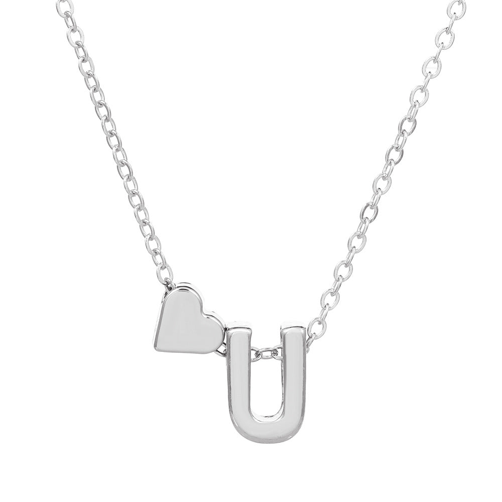 Sweet Heart Letter Alloy Plated Necklace Singapore Chain for Women