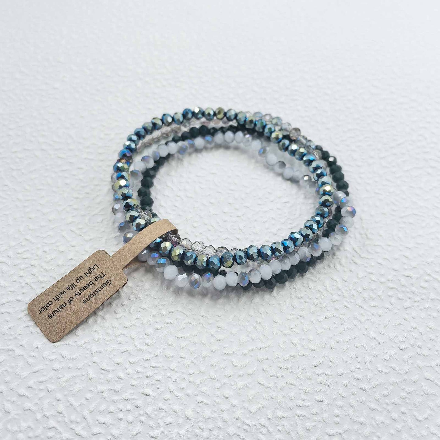 Casual Geometric Faceted Crystal Beaded Stretch Bracelet Set for Unisex