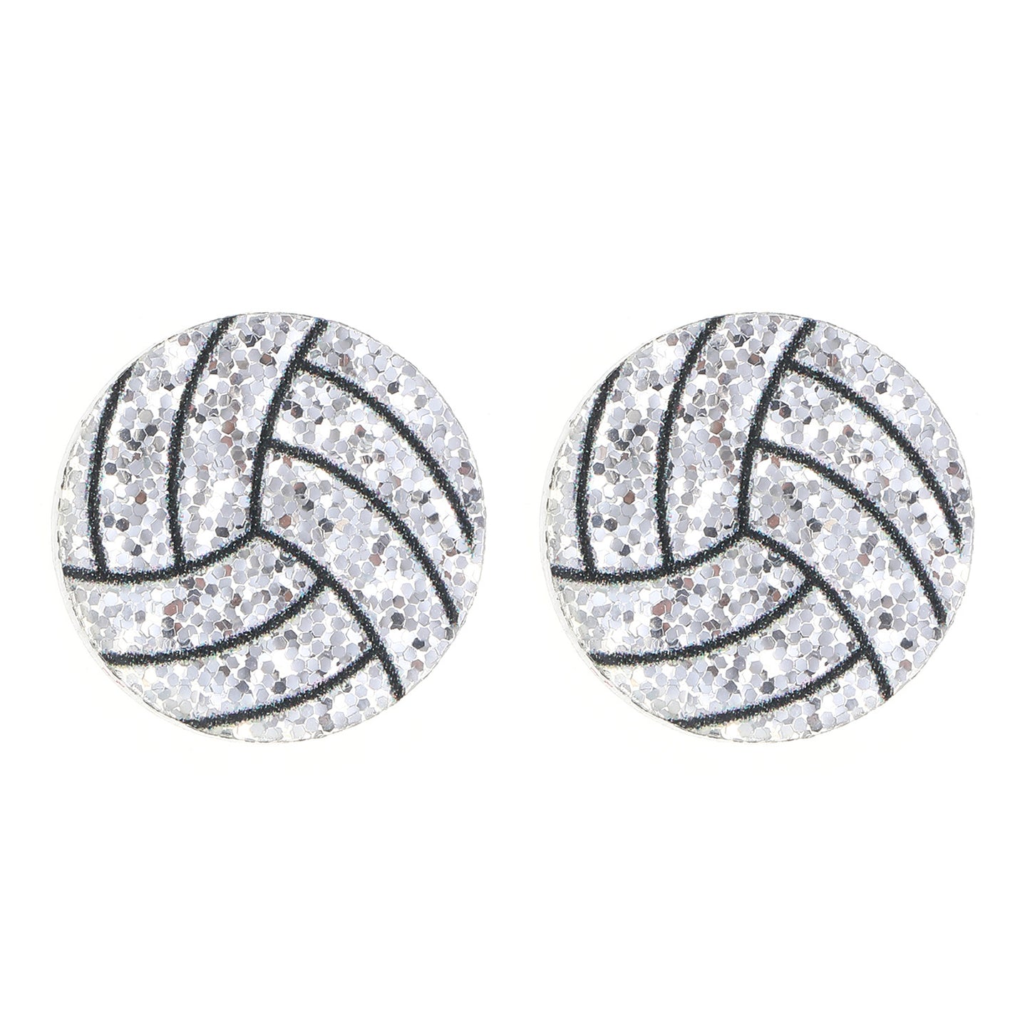 Geometric Round Rhinestone Inlaid Alloy Sports Ball Stud Earrings for Unisex