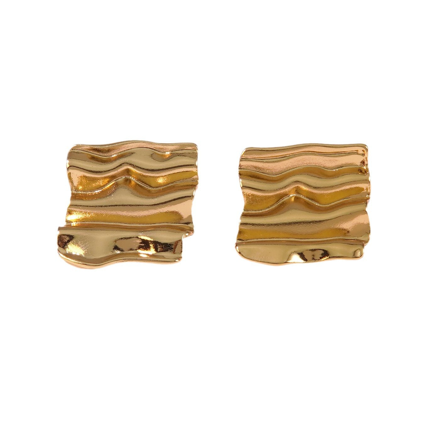 Vintage Geometric Square Stamped Stainless Steel Stud Earrings for Women