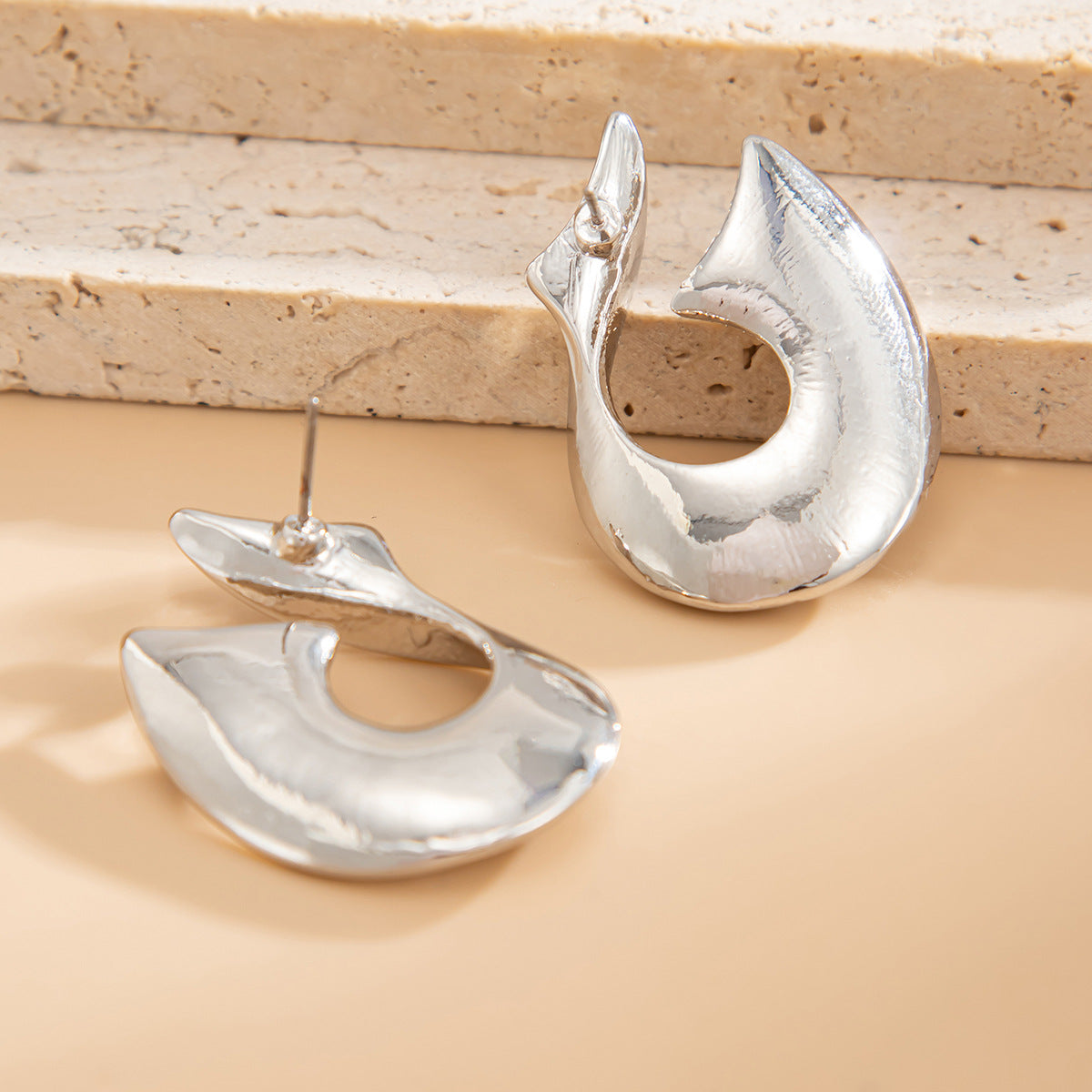 Business Geometric Oval Square Alloy Plated Earrings for Women