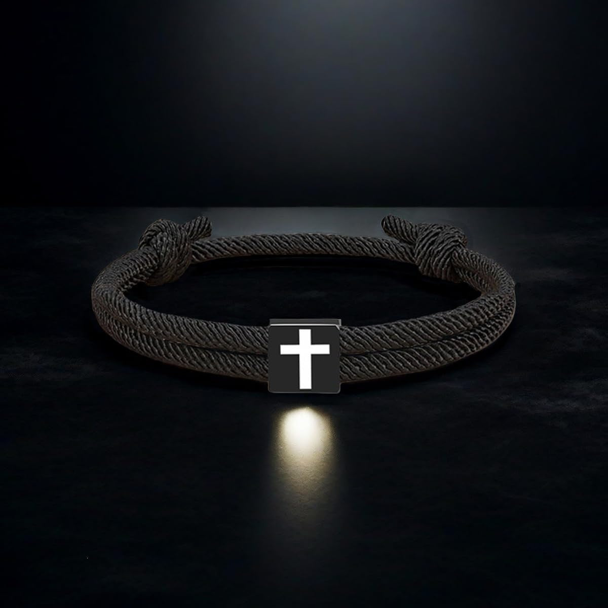 Casual Men's Cross Pendant Necklace Stainless Steel Alloy Snake Chain Adjustable Cord Faith Jewelry