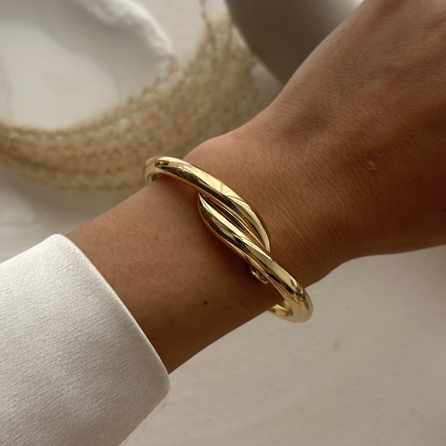 Bracciale a fascia aperta da donna in lega geometrica placcata alla moda