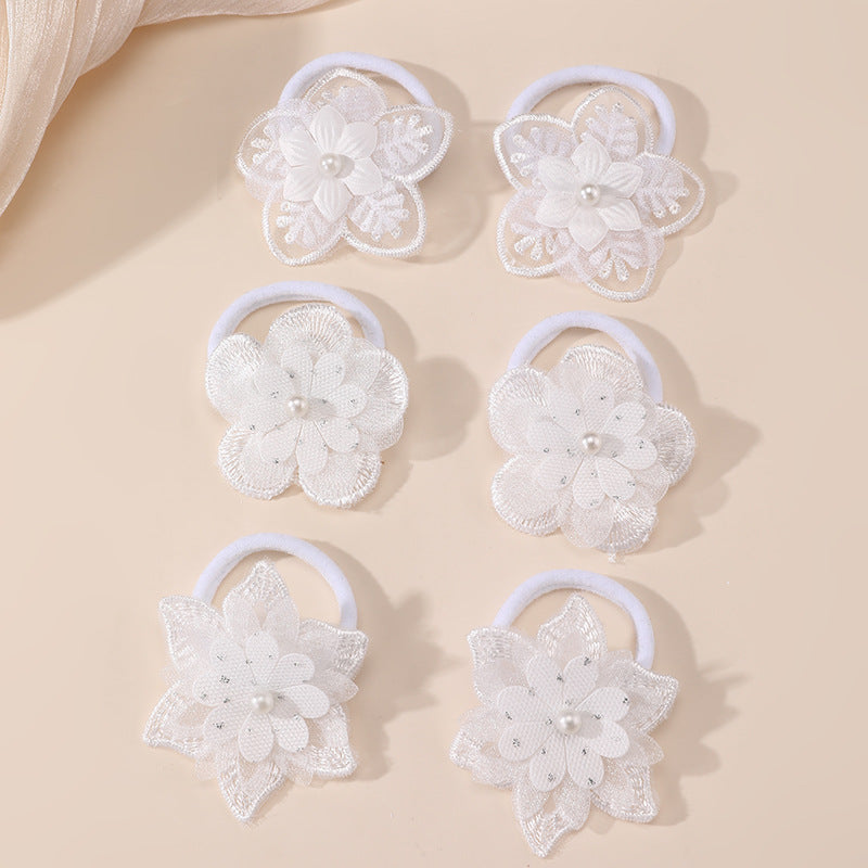 Pinza de pelo de mariposa de dibujos animados para niños hecha de tela de red con textura de punto estilo macaron pastel