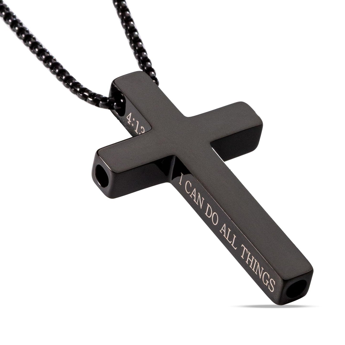 Stainless Steel Cross Pendant Necklace with Titanium Steel Charm for Aromatherapy Inhalation Stress Relief Mindfulness Breathing