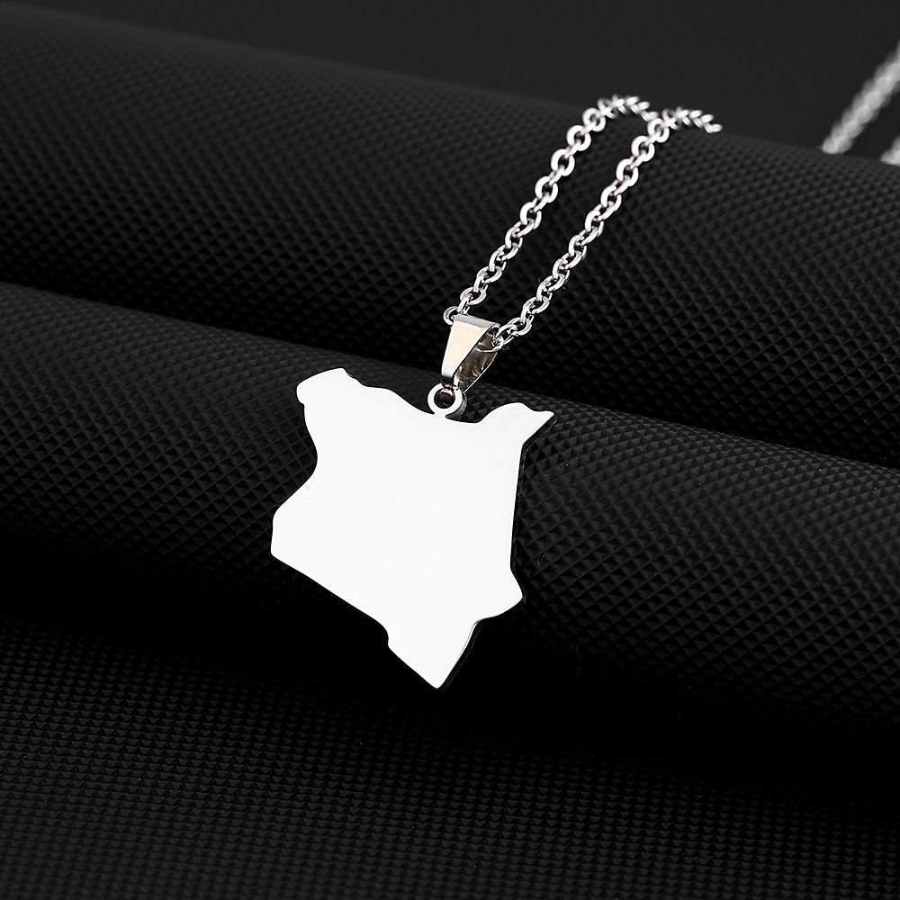 Collar con colgante geométrico étnico de acero inoxidable con dije de acero de titanio y acabado chapado, unisex