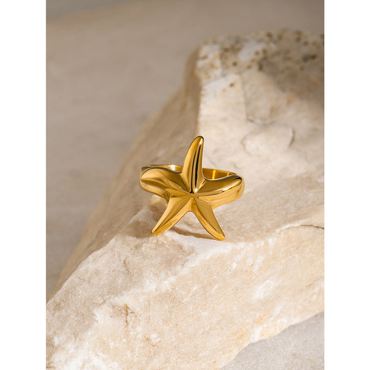 18K Gold Plated Stainless Steel Star Ring