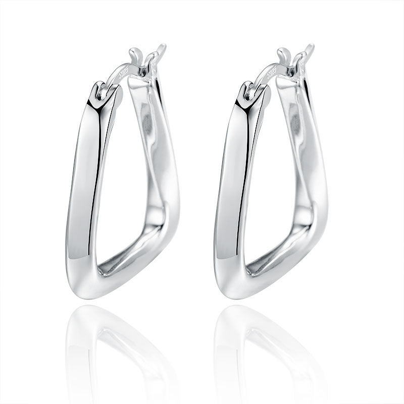 Minimalist Vintage 925 Sterling Silver Geometric Teardrop Earrings with Pearl Inlay for Women