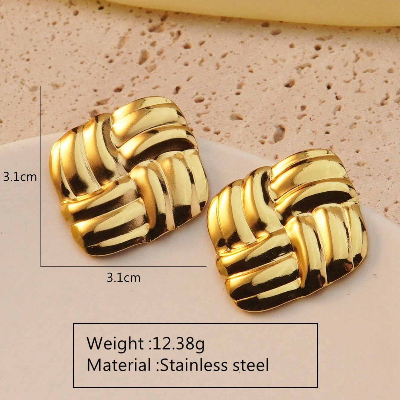 Elegant Gold Plated Stainless Steel Leaf Earrings for Women